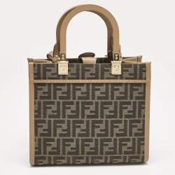 Fendi Brown FF Jacquard Fabric Small Sunshine Tote