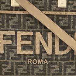 Fendi Brown FF Jacquard Fabric Small Sunshine Tote