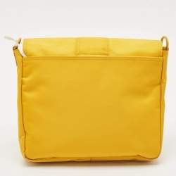 Fendi Yellow Nylon Medium Baguette Messenger Bag