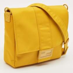 Fendi Yellow Nylon Medium Baguette Messenger Bag