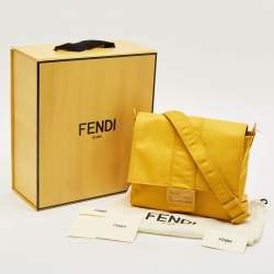 Fendi Yellow Nylon Medium Baguette Messenger Bag