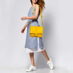 Fendi Yellow Nylon Medium Baguette Messenger Bag