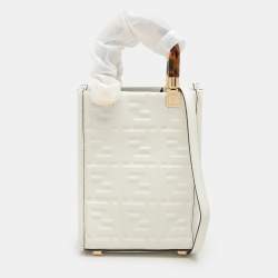 Fendi White Leather Mini Sunshine Tote