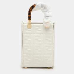 Fendi White Leather Mini Sunshine Tote