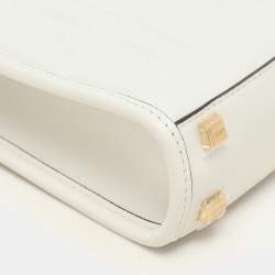 Fendi White Leather Mini Sunshine Tote