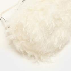Fendi White Shearling Fur and Leather Fendi First Clutch