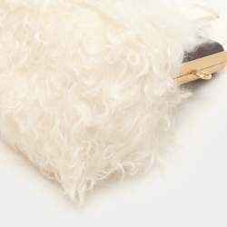 Fendi White Shearling Fur and Leather Fendi First Clutch