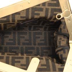 Fendi White Shearling Fur and Leather Fendi First Clutch