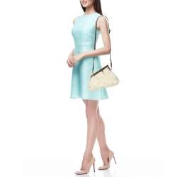 Fendi White Shearling Fur and Leather Fendi First Clutch