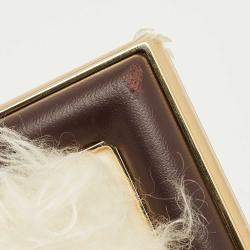 Pre Owned Fendi White Shearling Fur and Leather Fendi First Clutch