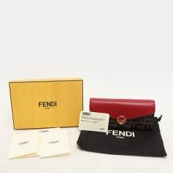 Fendi Red/Brown Zucca Leather F is Fendi Continental Wallet