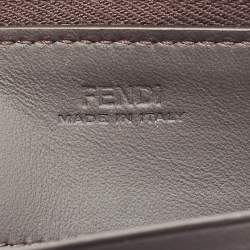 Fendi Brown Leather Logo Embossed Zip Around Wallet