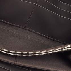 Fendi Brown Leather Logo Embossed Zip Around Wallet