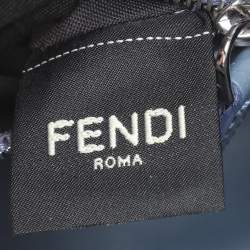 Fendi Blue/White Woven Leather Mini Peekaboo Top Handle Bag