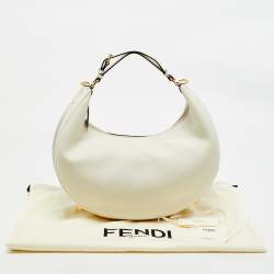 Pre Owned Fendi White Leather Medium Fendigraphy Hobo