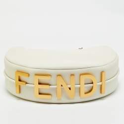 Pre Owned Fendi White Leather Medium Fendigraphy Hobo