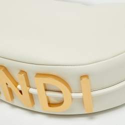 Pre Owned Fendi White Leather Medium Fendigraphy Hobo