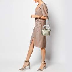 Fendi Gold Leather Selleria Mini Roll Tote