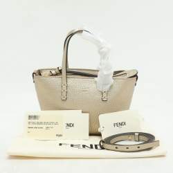 Fendi Gold Leather Selleria Mini Roll Tote