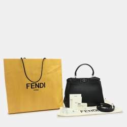 Pre Owned Fendi Black Selleria Leather Medium Peekaboo Top Handle Bag