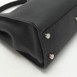 Pre Owned Fendi Black Selleria Leather Medium Peekaboo Top Handle Bag