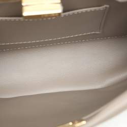 Fendi Toupe/White Woven Leather Mini Peekaboo Top Handle Bag