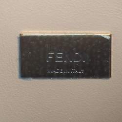 Fendi Toupe/White Woven Leather Mini Peekaboo Top Handle Bag
