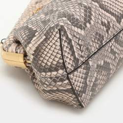 Fendi Pink/Brown Python and Leather Small First Clutch