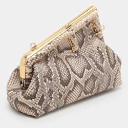 Fendi Pink/Brown Python and Leather Small First Clutch