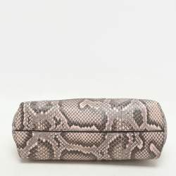 Fendi Pink/Brown Python and Leather Small First Clutch