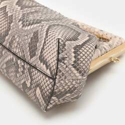 Fendi Pink/Brown Python and Leather Small First Clutch