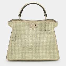 Fendi Green Suede Embellished Peekaboo ISeeU Petite Bag
