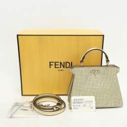 Pre Owned Fendi Green Suede Embellished Peekaboo ISeeU Petite Bag