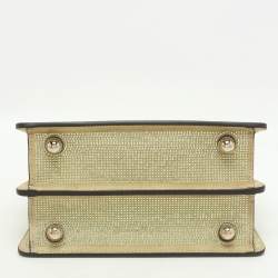 Pre Owned Fendi Green Suede Embellished Peekaboo ISeeU Petite Bag