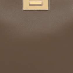 Pre Owned Fendi Etoupe Leather Small Peekaboo ISeeU Top Handle Bag