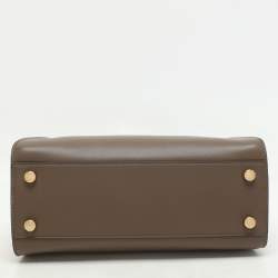 Pre Owned Fendi Etoupe Leather Small Peekaboo ISeeU Top Handle Bag