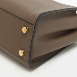 Pre Owned Fendi Etoupe Leather Small Peekaboo ISeeU Top Handle Bag