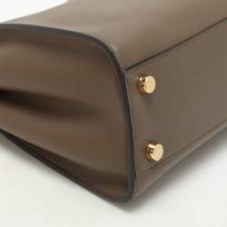 Pre Owned Fendi Etoupe Leather Small Peekaboo ISeeU Top Handle Bag