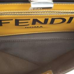 Pre Owned Fendi Khaki Green Nylon Small Peekaboo ISeeU Bag