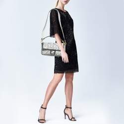 Pre Owned Fendi x Joshua Vides White/Black Leather Medium California Sky Baguette Bag