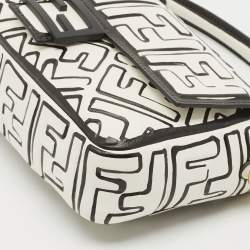 Pre Owned Fendi x Joshua Vides White/Black Leather Medium California Sky Baguette Bag