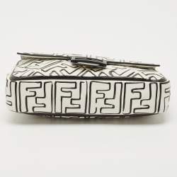 Pre Owned Fendi x Joshua Vides White/Black Leather Medium California Sky Baguette Bag