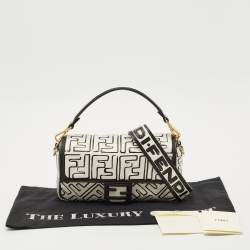 Pre Owned Fendi x Joshua Vides White/Black Leather Medium California Sky Baguette Bag