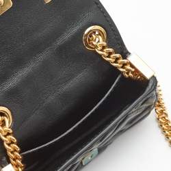 Pre Owned Fendi Black FF Embossed Leather Nano Baguette Crossbody Bag