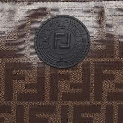 Pre Owned Fendi Brown Coated Canvas FFreedom Flat Pouch Bag