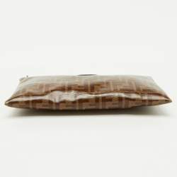 Pre Owned Fendi Brown Zucca Coated Canvas FFreedom Flat Pouch
