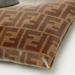 Pre Owned Fendi Brown Zucca Coated Canvas FFreedom Flat Pouch