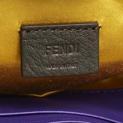 Pre Owned Fendi Purple Sequins and Leather Mini Baguette Bag