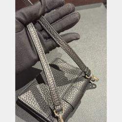 Pre Owned Fendi Black Micro Flat Baguette Cardholder With Strap