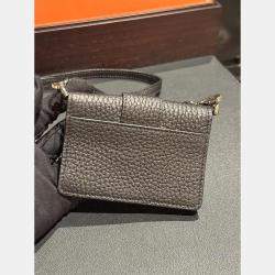 Pre Owned Fendi Black Micro Flat Baguette Cardholder With Strap